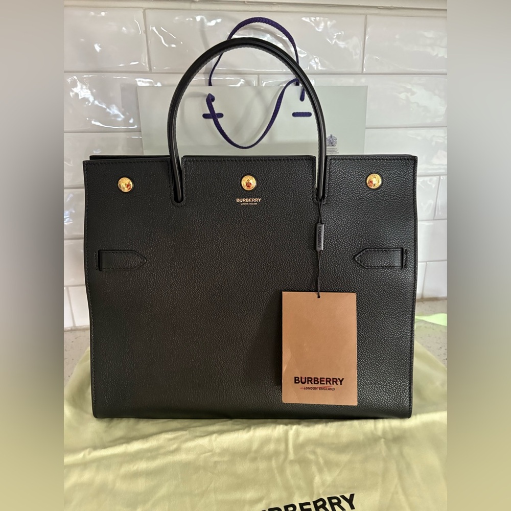 Burberry Black Leather Tote Bag
